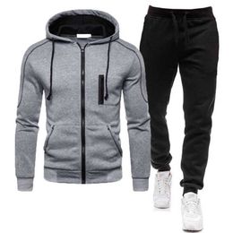 Men's Tracksuits Tracksuit sets Piece Zipper Autumn Winter Plus Velvet Warm Brand Couple Solid Color Sports Jacket Clothing G221011