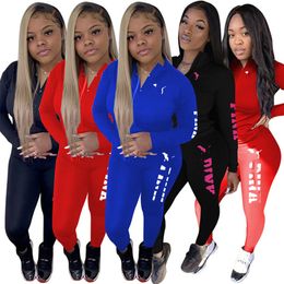 2024 Women Tracksuits Designer Brand Cotton Jogging Suits Fall Winter Clothes Casual 2 Piece Set PINK Print Sweatsuits Lady Outfits Long Sleeve Pullover pants 8683-5