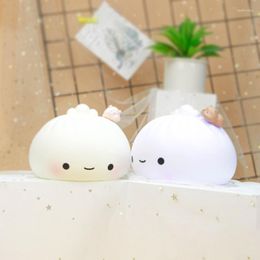 Night Lights Creative Silicone Toy Lamp LED Baozi Charging Light Colour Soft Rubber Pat For Room Lighting Christmas Children Gift