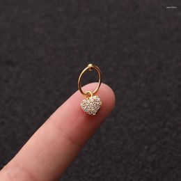 Hoop Earrings 1 PCS Simple Micro Pave CZ Heart Charm Ear Cartilage Cuff Clip Earring Trendy Gold Colour Steel Circle Piercing