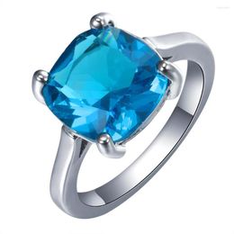 Wedding Rings Hainon Simple Design Silver Colour Engagement Vintage Blue CZ Jewellery Gift Luxury Promise For Girls