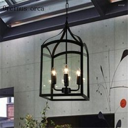 Pendant Lamps American Retro Bird Cage Chandelier Living Room Bar Cafe Industrial Wind Creative Personality Iron Art Glass