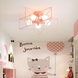 Chandeliers Modern LED Chandelier For The Children's Room Home Kids Girl Bedroom Pink Star Ceiling Lamp Indoor Nordic Decor Light