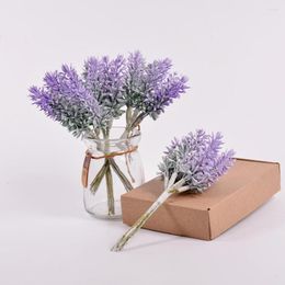 Decorative Flowers Artificial Romantic Provence Lavender Plastic Wedding Vase For Home Room Decor Grain Christmas Fake Plant