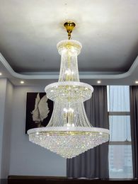 Pendant Lamps Luxury Living Room Crystal Chandelier El Lobby Villa High Ceiling Staircase European-Style