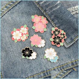 Pins Brooches Pink Flower Enamel Brooches Pin For Women Fashion Dress Coat Shirt Demin Metal Brooch Pins Badges Promotion Gift 700 Dh5A0