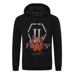 PLEIN BEAR Brand Men's Hoodies & Sweatshirts Warm Thick Sweatshirt Hip-Hop Loose Characteristic Personality PP Skull Pullover Rhinestone Luxury Men's Hoodie 21166