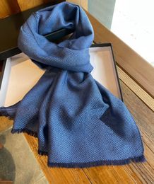 Winter Navy Cashmere Scarf Shawl Embroidery Mens Soft Plain Shawl Wrap Without Box