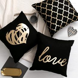 Pillow Black Golden Leaves Brozing Gold Foil Decorative Pillows Home Decor Throw Almofadas Decorativas Para Sofa