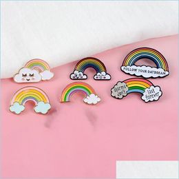 Pins Brooches Rainbow Pins Smiling Clouds Brooches Colorf Glitter Badges For Women Men Children Fashion Jewellery Accessories 930 D3 Dhclx