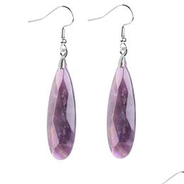 Dangle Chandelier Natural Stone Earrings Reiki Gem Beads Dangle Hook Drop Earring Vintage Polygon 5 Colour For Female Jewellery Gift Dhpe5