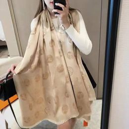 Designer Silk Scarf For Women Autumn Pashmina Luxury Brand Cashmere Scarf Lady Fashion Shawl Letter Print Wrap Scarves