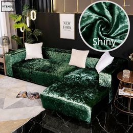 Chair Covers Shiny Velvet Sofa Elastic Corner Couch Cover L Shaped Slipcover Luxury Protector Sparkling Soft 1/2/3/4 Seat