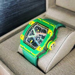 Richas Same Carbon Diamond Watch Mens Sports Personality Luminous Hollowed Out Waterproof Fully Automatic Square Mechanical Men