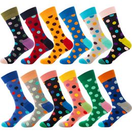 Men's Socks POLKA DOT 12 Colour Street hip-hop trends men and women in cotton socks ZQ045 T221011