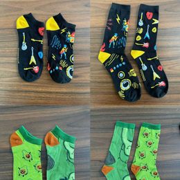 Men's Socks Fashion Cartoon Trend Long AB Socks Left and Right Feet Men and Women European and American Mid-tube Sports Socks Breathable New T221011