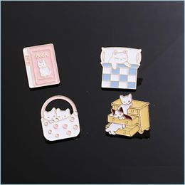Pins Brooches Enamel Armed Lapel Brooches Pin Funny Cartoon Kitten Cat Animal Badge Ins Cute Brooch Exquisite Accessories 1 79Ks E3 Dhif9