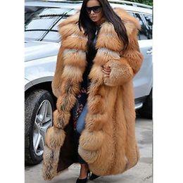 プラスサイズのフェイクファー厚いロングコートの女性のファッション暖かいマキシ床の長さ特大フード付きジャケット女性の冬服 201110