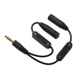 3.5mm Headphone Stereo Audio Y Splitter Cable Male to 2 Female Cord With Separate Volume Controls