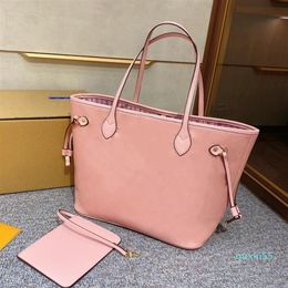 Shopping Bags 2Pcs set classic womens handbags flower ladies Pink Large Capacity