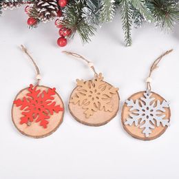 Christmas Decorations Tree Ornaments Hanging Snowflake Shape Wooden Pendants Xmas Home Party Year Navidad Kids Gifts