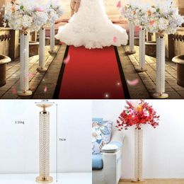 Party Decoration 6 PCS Round Crystal Roman Column Shiny Gold Plinth Pillar Stand Wedding Table Flower Candle Centrepieces Stage Event