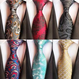 Bow Ties GUSLESON Classic Floral Paisley For Men 8cm Red Blue Silk Jacquard Weave Wedding Neck Business Neckties Corbatas