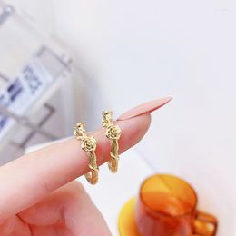Backs Earrings Clip-on & Screw Back Gold Colour Luxury Rose Flowelry Earring Simple Temperament Ear Fashion Exquisite Pendant For Women Charm