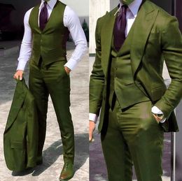 New Classic Men Suits 3 Pieces Tuxedo Peak Lapel Groomsmen Wedding Suits Set Fashion Men Business Blazer Jacket Pants Vest
