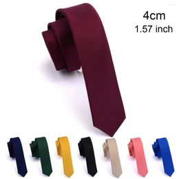 Bow Ties GUSLESON Quality Casual 4cm Slim Solid Tie Red Yellow Green Handmade Fashion Men Woven Skinny Necktie For Wedding Party