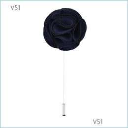 Pins Brooches Classic Men Flower Brooch Pins Fashion Imitated Silk Fabric Boutonniere Stick Lapel Pin For Suit Party Wedding Jewelr Dhev2