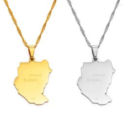Pendant Necklaces Anniyo Original Sudan Gold Color Silver Map Jewelry Stainless Steel African #140621