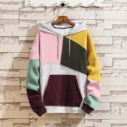 Men's Hoodies Autumn And Winter Fashion Patchwork Long Sleeve With Pockets Men Sweatshirts Pullovers Pull Homme