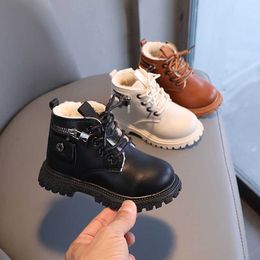 Boots Boys Modern Fashion Zip Lace-Up Leather Ankle Warm Winter Girls Baby Shoes Non-Slip Kids Sneakers Casual Y2210