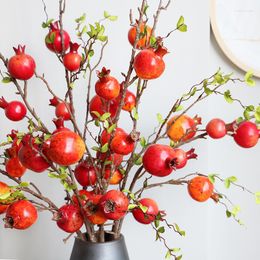 Decorative Flowers Artificial Pomegranate Fruit Garland Home Decoration Wedding Decor Twigs Interior Gift Fake