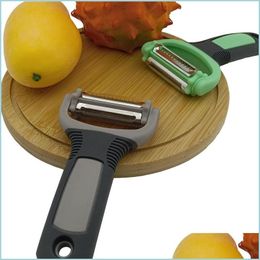 Other Kitchen Dining Bar Household Kitchen Gadgets Three In One Stainless Steel Peeler Fruit Scraper Fish Scale Planer Drop Deliver Dhq6O