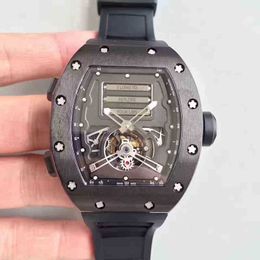 Luxo masculino relógio mecânico milles negócios lazer rm69 automático preto caixa de aço fita tendência movimento suíço relógios de pulso