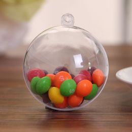 80mm Transparent Clear Plastic Opening Gift Candy Box Fillable Ball Baubles Decor Wedding Christmas Tree Decoration Party Supplies RRE14918