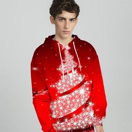 Men's Hoodies Christmas Tree Patterns Oversized Sweatshirt Pocket Garment Dyed Drop Shoulder Hoodie