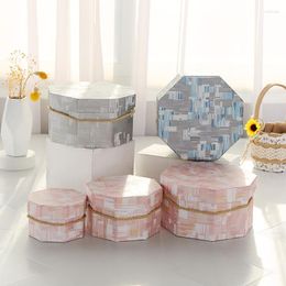 Gift Wrap Bouquet Storage Box With Lid Flower Packaging Romantic Round Marble Birthday Scrapbook