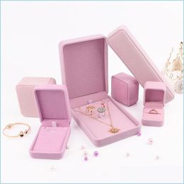 Jewelry Boxes Pink Jewelry Gift Packaging Box Veet Ring Cufflink Earring Pendant Charm Necklace Bangle Bracelet Brooch Jewellery Pac Dhcqu
