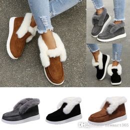 2022 Winter Womens Plush Booties Shoes Plus Size CN35-43 Casual Cotton Boots Shoes