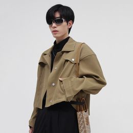 Men's Jackets Short Menswear Single Breasted 2022 Spring Clothing Korean Fashion Design Lapel Oversized Casual Coat 2A0285