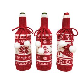 Christmas Decorations Knitted Wine Bottle Cover Creative Cute Tree Elk Snowflake Sweater Holiday