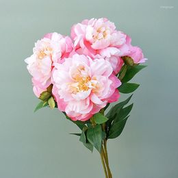 Decorative Flowers Beautiful Large Open Peony Branch Fake Flores Artificiales Wedding Decoration Home Decor Fleurs Artificielles