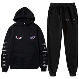 Men's Tracksuits New Hoodies Pieces Set Eye Akatsuki Cloud Symbols Print SweatshirtPants Tracksuit Men Women Fashion Sportswear Suit Sudaderas G221011