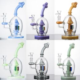 9 Inch Mushroom Hookahs Ball Style Uinque Glass Bongs Showerhead Perc Percolator Oil Rigs 14mm Joint Water Pipes Multi Colors Dab Rig With Bowl