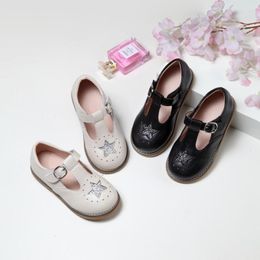 Flat Shoes 2022 Girls Basic Mary Janes Teenage Kids Flats Toddler Anti-Slippery Casual Children Shiny Start Leather