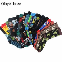 Men's Socks New Unisex Funny Dinosaur Cat Dog Deer Skull Frog Fish Owl Cock Ocean Waves Pug Monkey Astronaut Men Women Socks Dropship T221011