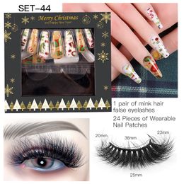 Curly Crisscross Thick False Eyelashes and Fake Nail Set for Christmas New Year Reusable Hand Made Multilayer Mink Fake Lashes Full Strip Lash 6 Models DHL